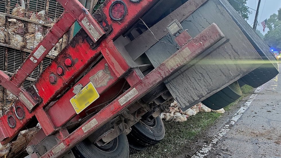 Un accidente de un camión con pollos cerró una carretera de Hall por varias horas.