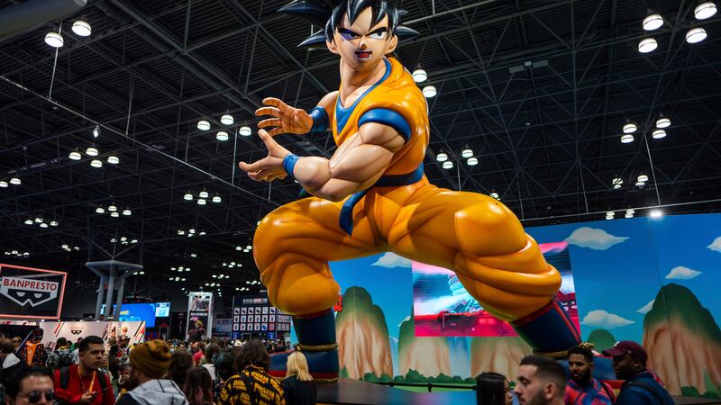 FILE - Dragon Ball Z booth is seen during New York Comic Con at the Jacob K. Javits Convention...