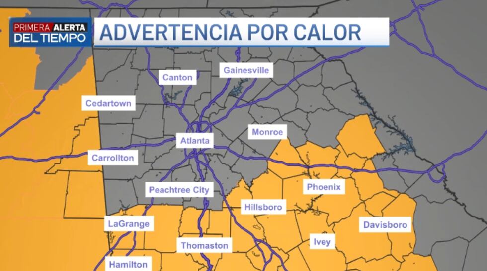 Advertencia de calor para algunos sectores de Georgia.
