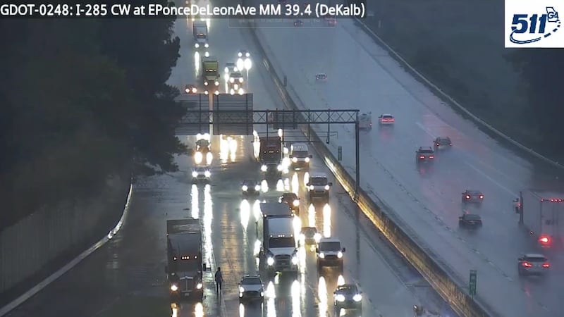 Flooding on I-285 SB at Ponce de Leon Avenue exit