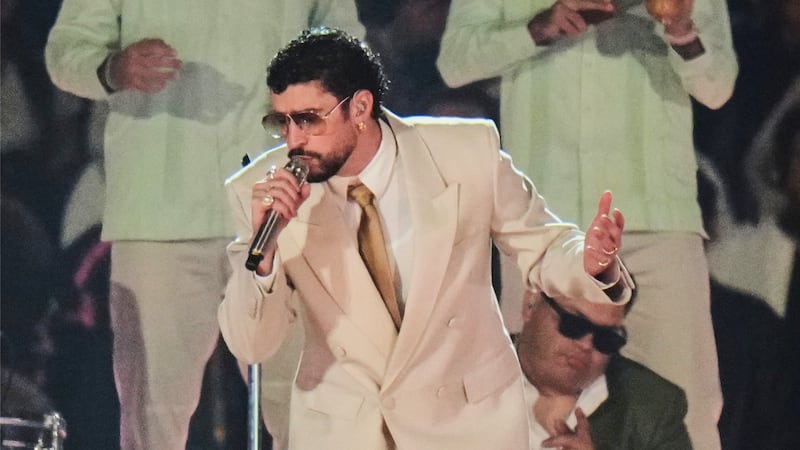 FILE - Puerto Rico artist Bad Bunny performs during his "DeBÍ TiRAR MáS FOToS" tour in Mexico...