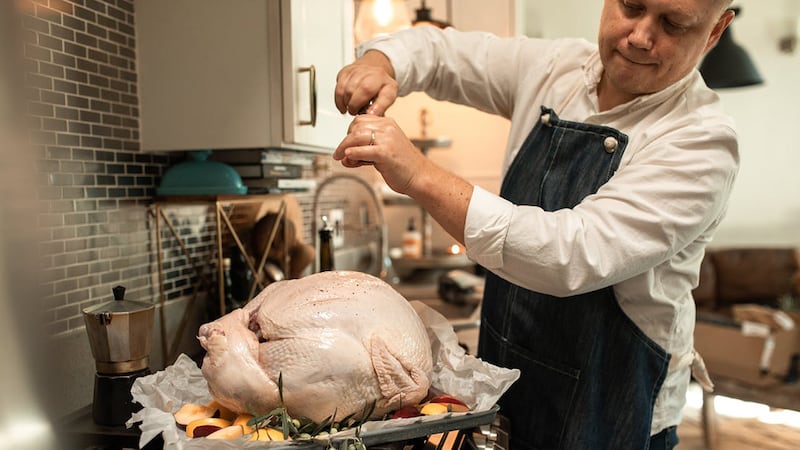 Día de acción de gracias pavo frito