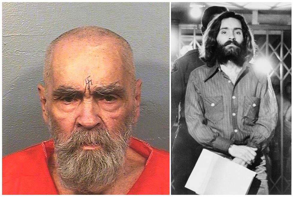 Archivo - Esta combinación de fotos de archivo muestra a Charles Manson (izquierda) el 14 de...