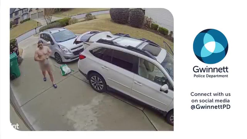 A man is behind bars in Gwinnett County after he was caught only wearing a tablecloth while...