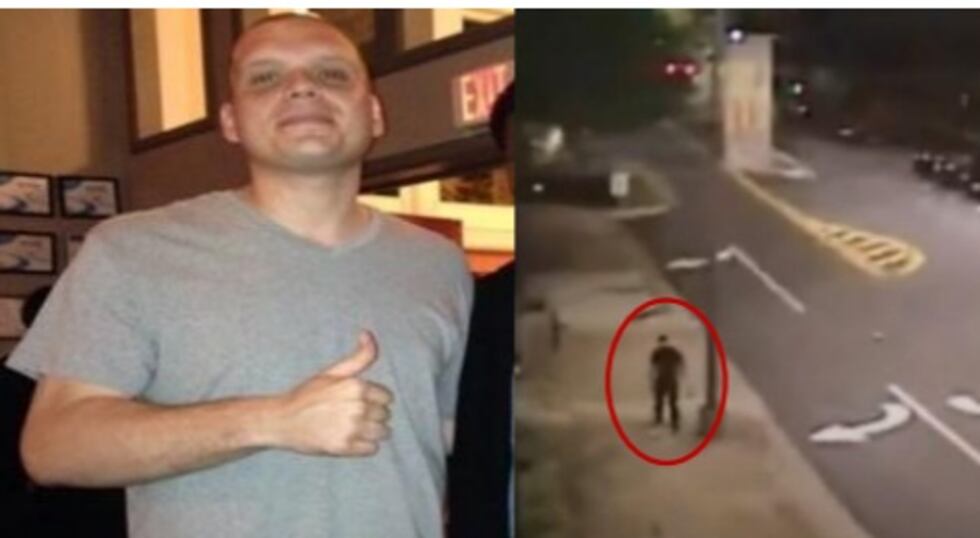 Daniel Macías (izquierda) y la persona de interés captada por cámaras de vigilancia.