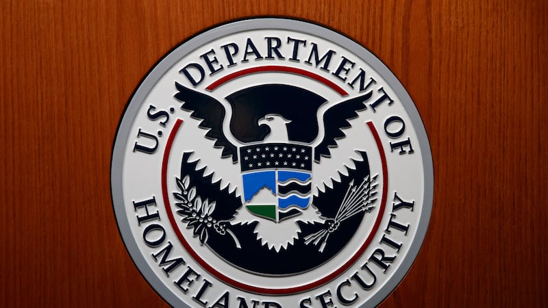 FILE - In this June 28, 2019, file photo the Department of Homeland Security (DHS) seal is...