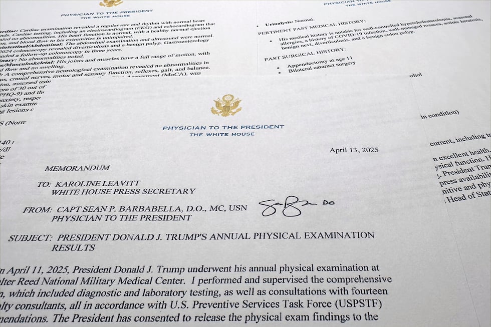 Revelan el estado de salud de Trump tras examen físico
