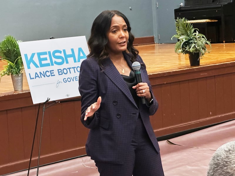 FILE - Atlanta Mayor Keisha Lance Bottoms speaks during a campaign stop in her 2026 Democratic...