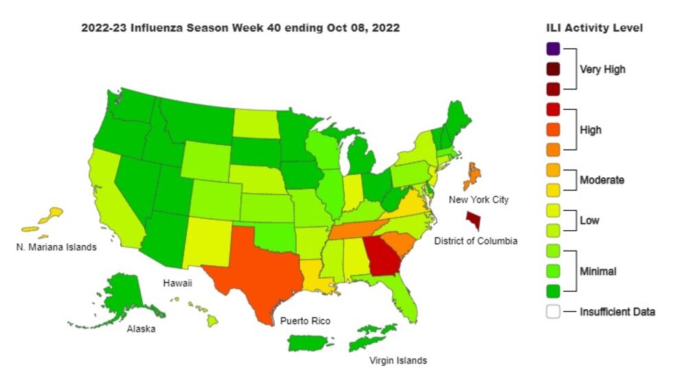 La tasa de gripe de Georgia es actualmente una de las más altas del país.
