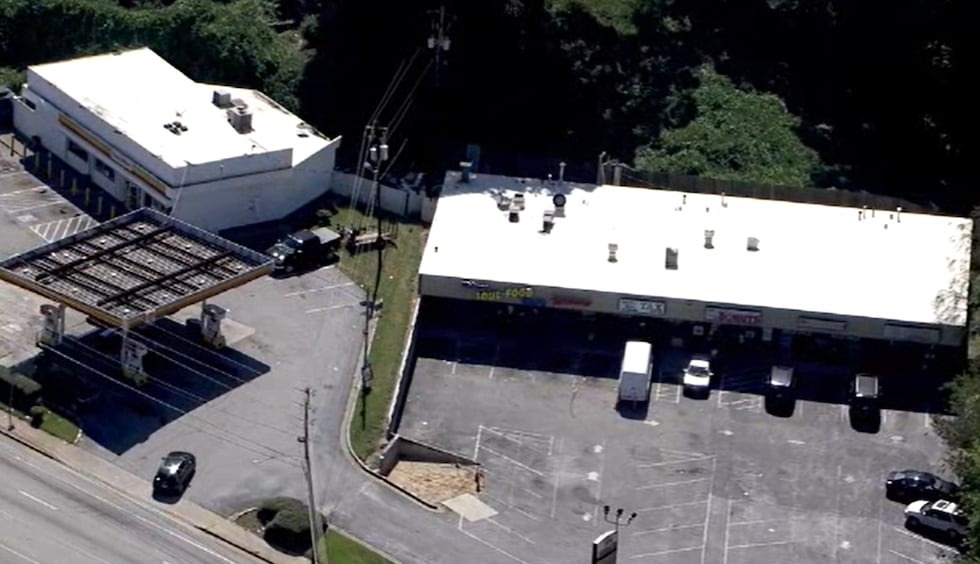 Police said they are investigating the death of a person at a south Atlanta strip mall Monday.