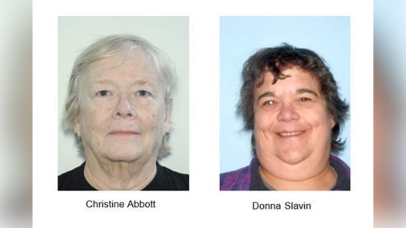 Christine Abbott, 67, and Donna Slavin, 65, are wanted on 26 cruelty to animal charges, both...