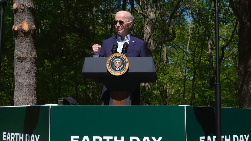 El presidente Joe Biden en el Parque Príncipe Guillermo durante el Día de la Tierra, el lunes...