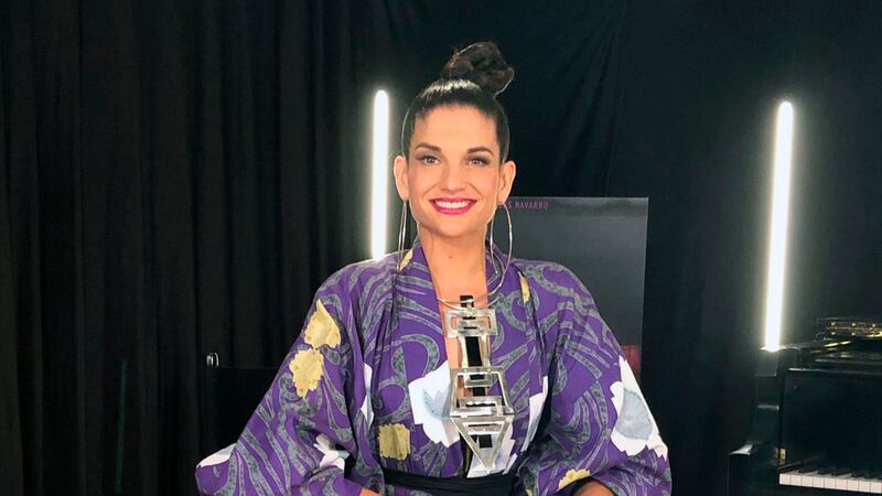 ARCHIVO - Natalia Jiménez posa durante una entrevista en las oficinas de Sony Music en Miami...