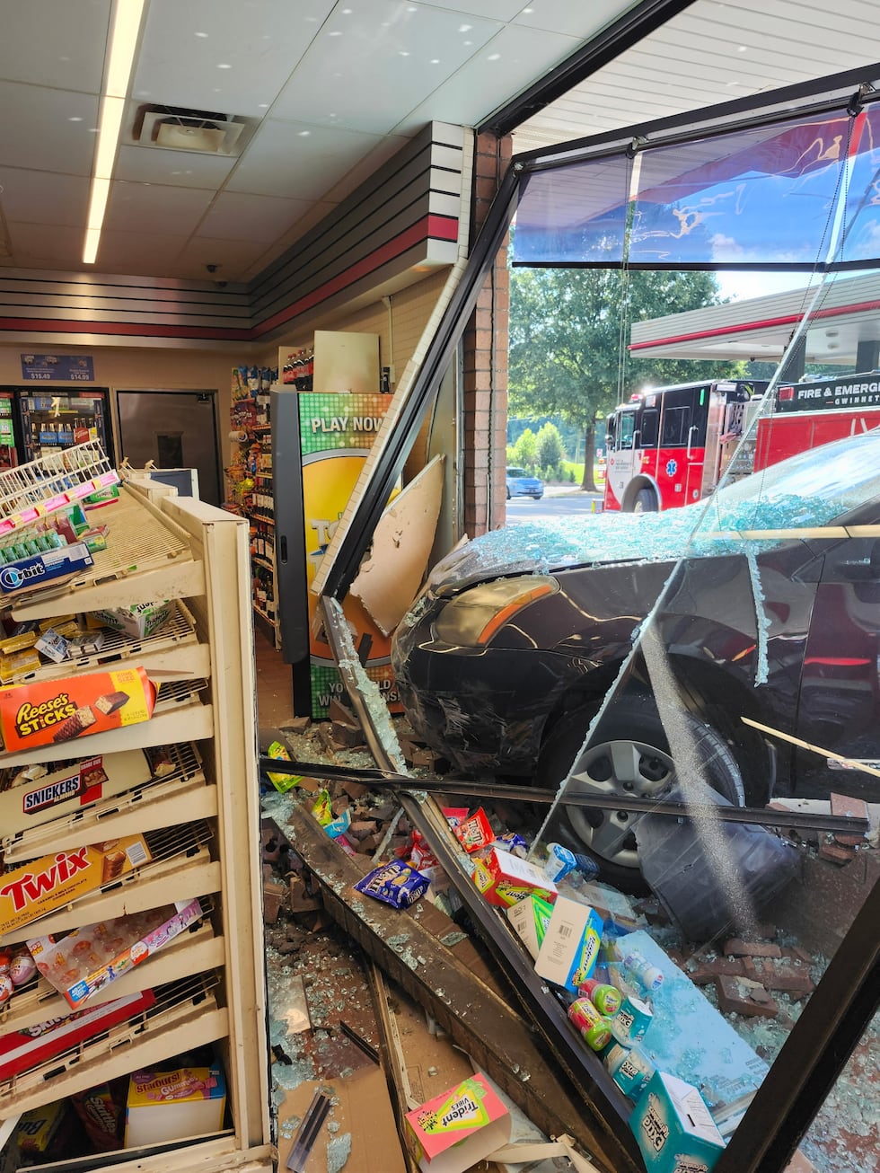 A car accidentally ran into a Lilburn QuikTrip on Tuesday.