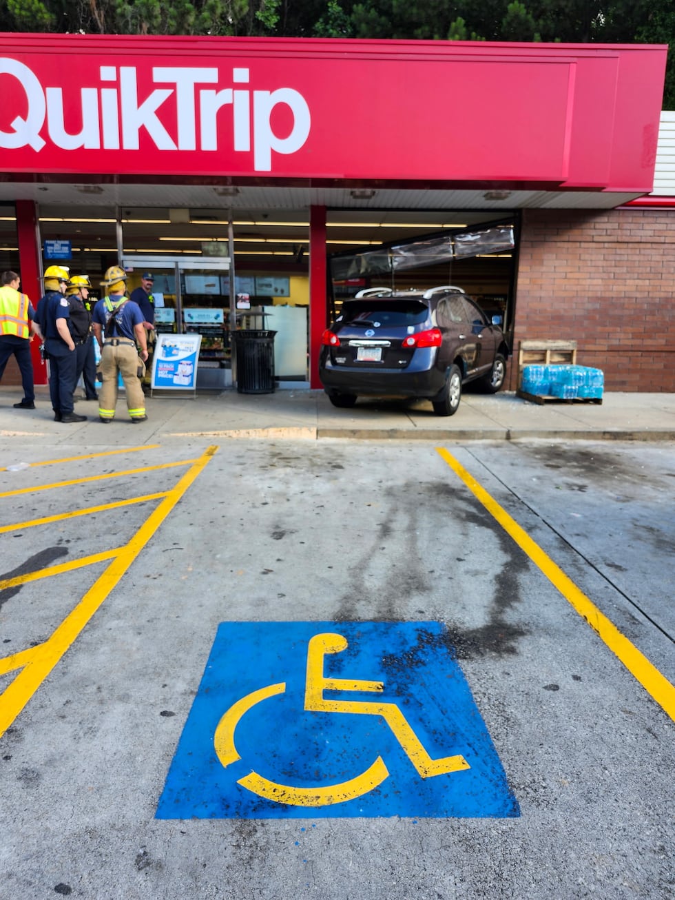 A car accidentally ran into a Lilburn QuikTrip on Tuesday.