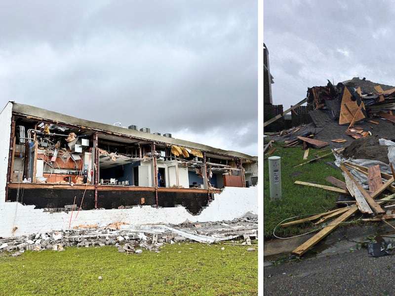 Damage is seen in Metairie off Airline Drive near Labarre Road, left, and in the Eden Isles...