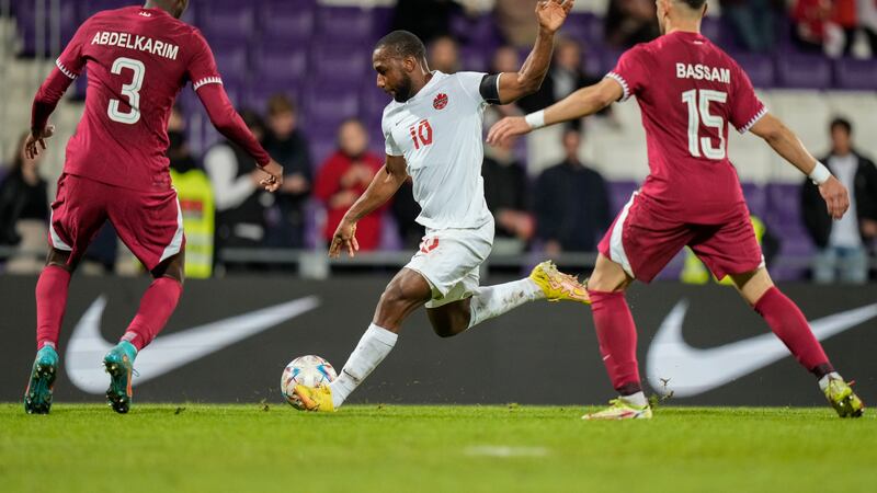 Partido de fútbol amistoso internacional entre Qatar y Canadá, en el estadio Viola Park en...