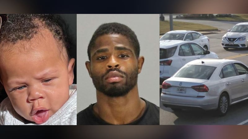 Missing child, Roma Williams (left), suspect Tariq Williams (center), suspect's vehicle (right)
