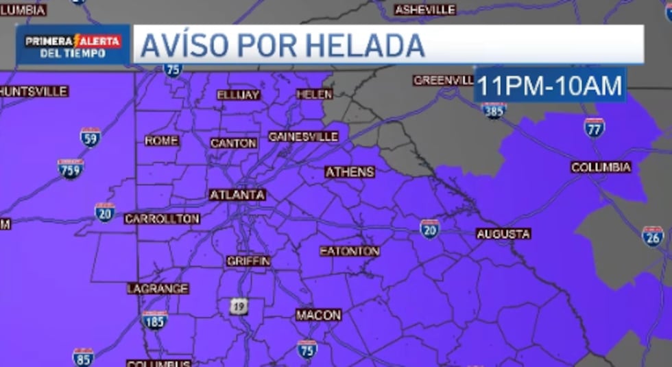 Aviso por helada
