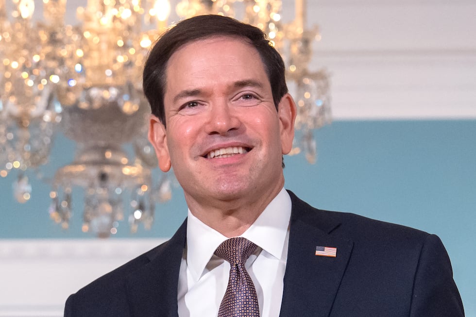 El secretario de Estado Marco Rubio en la sede del Departamento de Estado en Washington, el 28...
