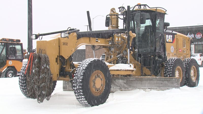 An Anchorage plow goes to work after a recent snow storm