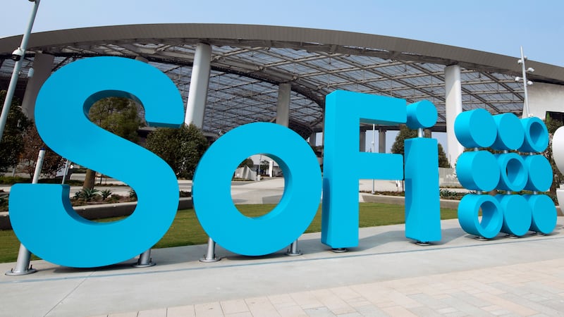FILE - General exterior view of SoFi Stadium before an NFL football game is shown on Sept. 13,...