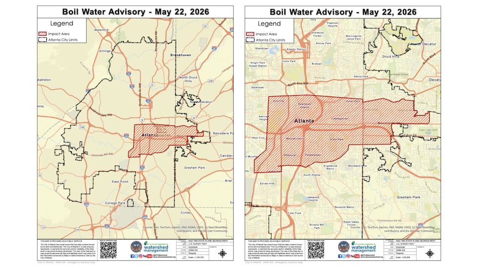 Esta es la zona de Atlanta donde está vigente el aviso de hervir el agua.