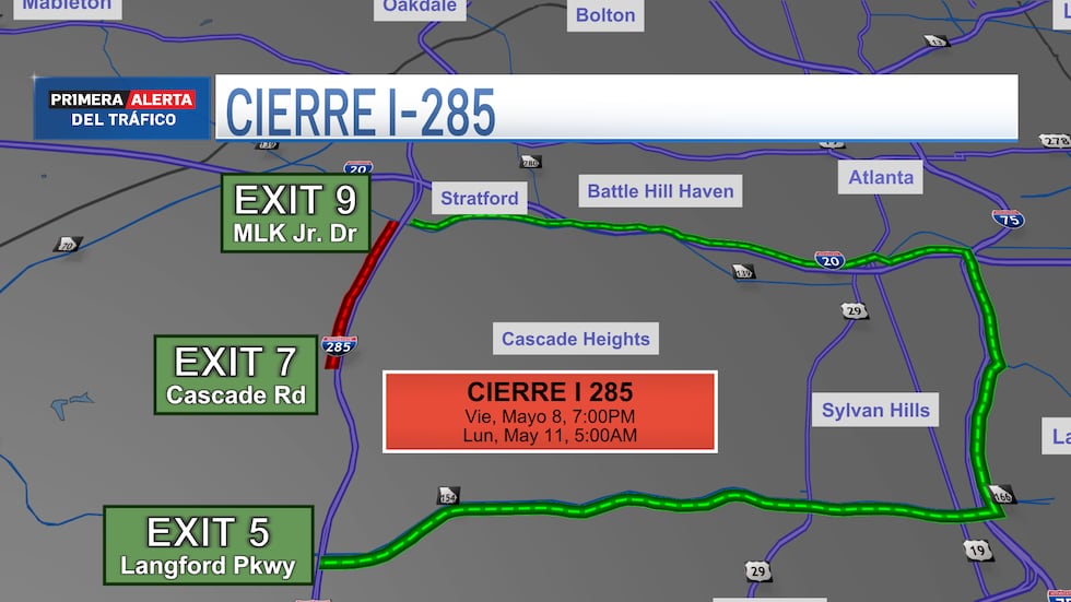 ALERTA DE TRÁFICO: Cierre de la I-285.