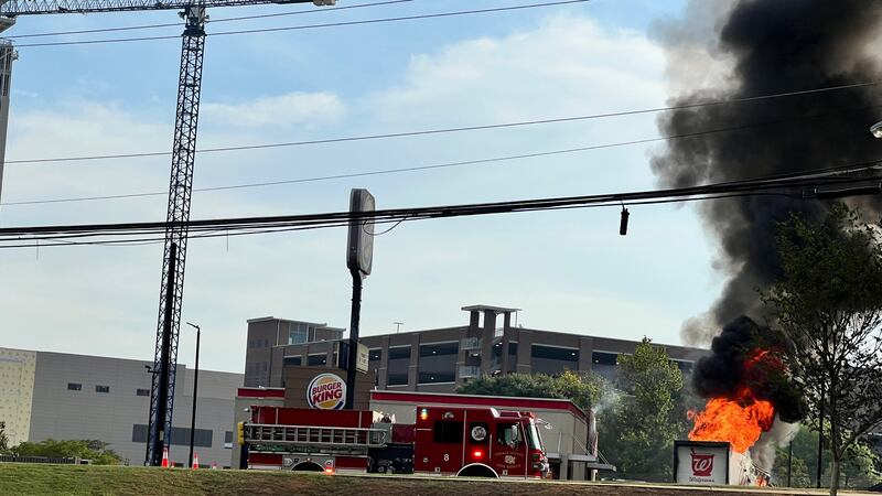 Walgreens truck on fire near North Druid Hills