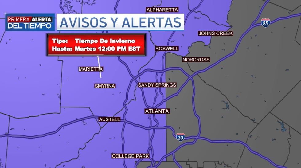 El aviso de clima invernal incluye ahora varios condados de metro Atlanta.