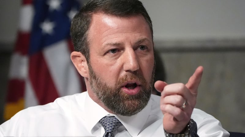 FILE - Sen. Markwayne Mullin, R-Okla. speaks during a Senate Armed Services Committee hearing,...