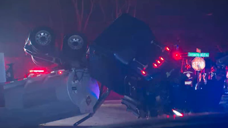 Overturned fuel tanker in DeKalb County