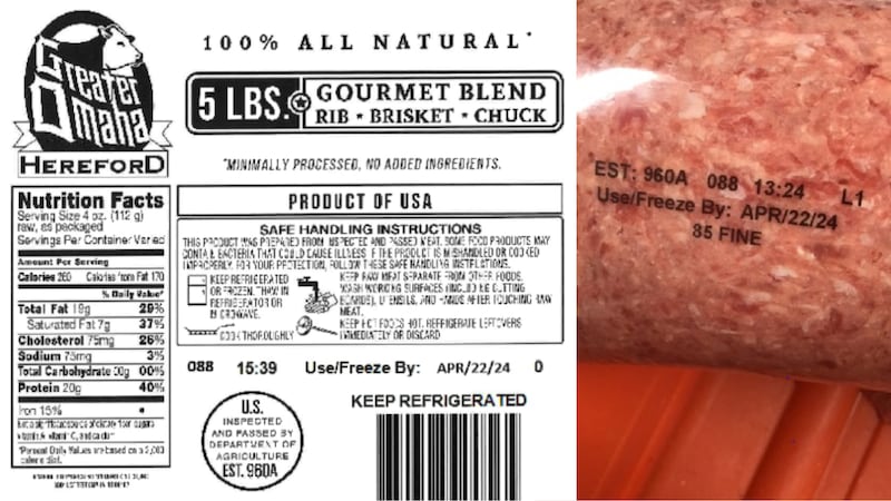 El USDA dice que los productos de carne molida pueden haber estado contaminados con E. coli.