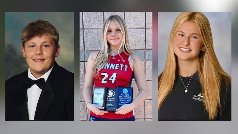 Jackson Mobley, Jaylyn Fehr y Charlotte Martin (de izquierda a derecha).