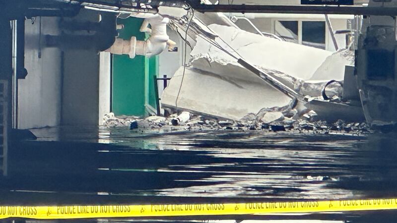 The parking garage of Publix at Summerhill has partially collapsed.