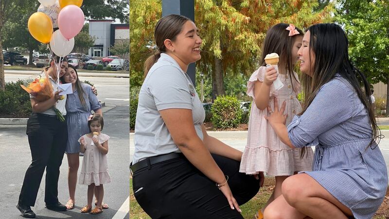 Liliana Leahy y su hija, Theia, volvieron al Chick-fil-A, en Newnan -al suroeste de la zona...